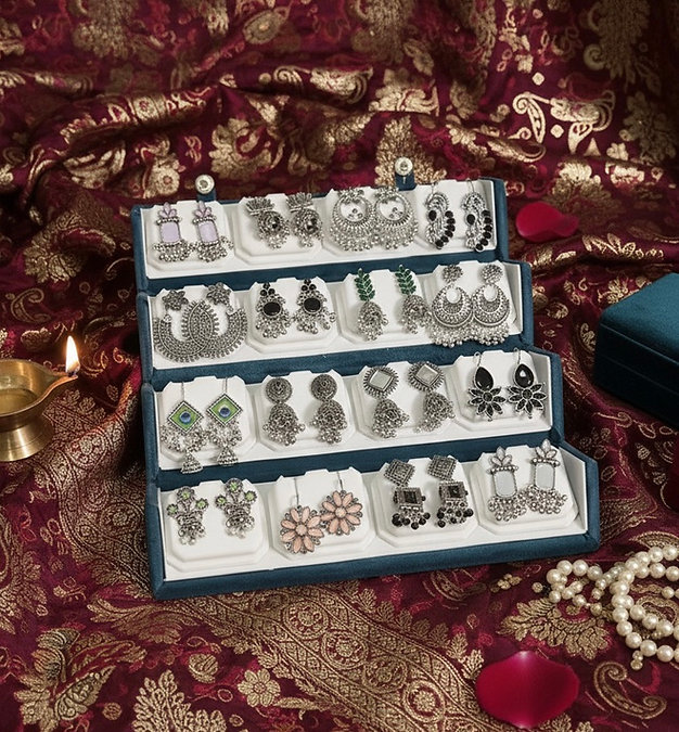16 Pc Jhumka Earrings Set with Box