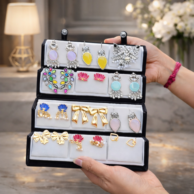 Trendy Earrings Combo Set with Box | Oxidised & Stylish Daily Wear Jewellery