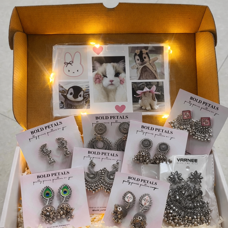 Oxidised Earrings Gift Box for Her | Premium Jewellery Hamper